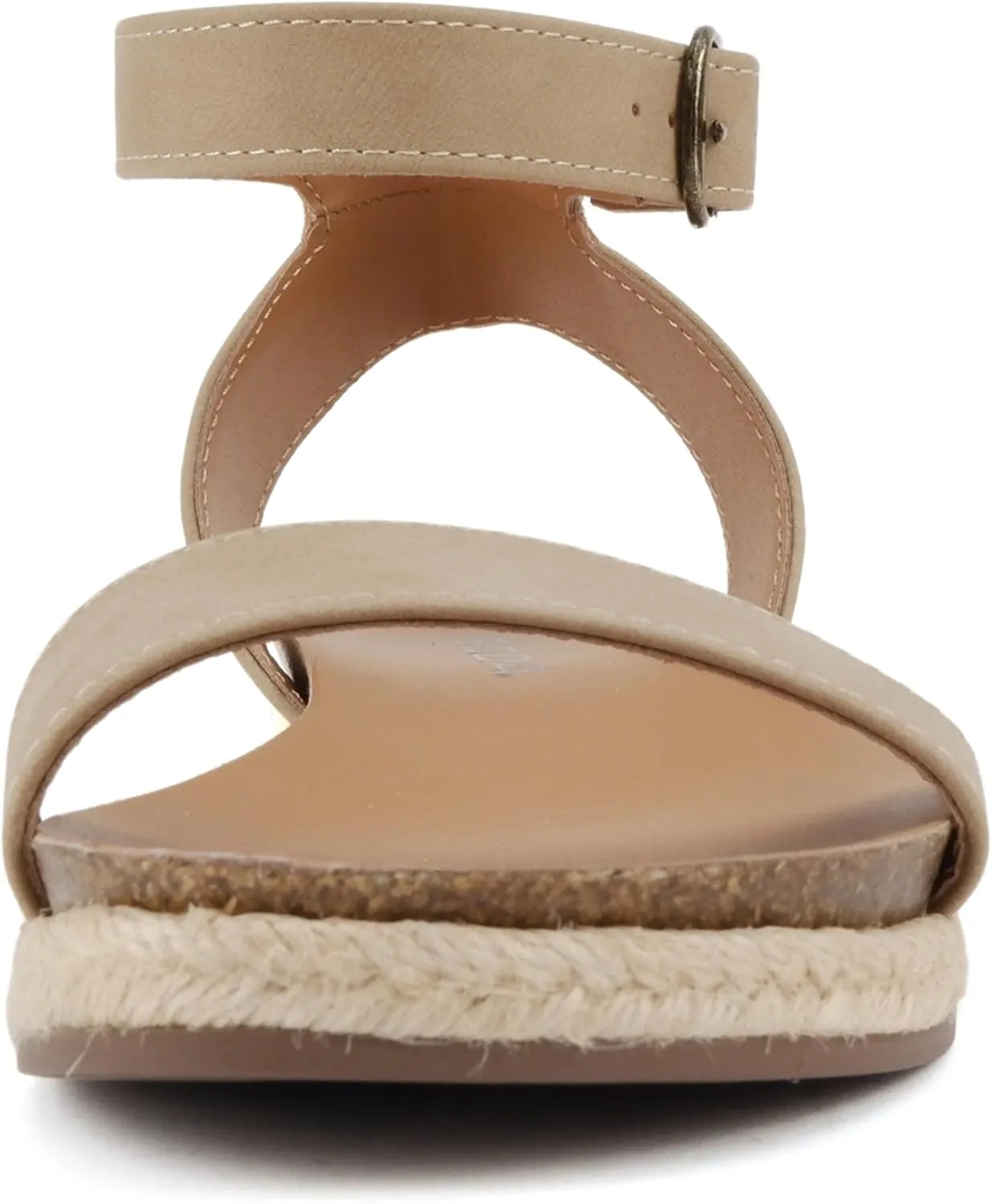 Soda Tacoma ~ Open Toe Single Bands Espadrille Jute Flat Casual Fashion Sandals with Buckle Ankle Strap
