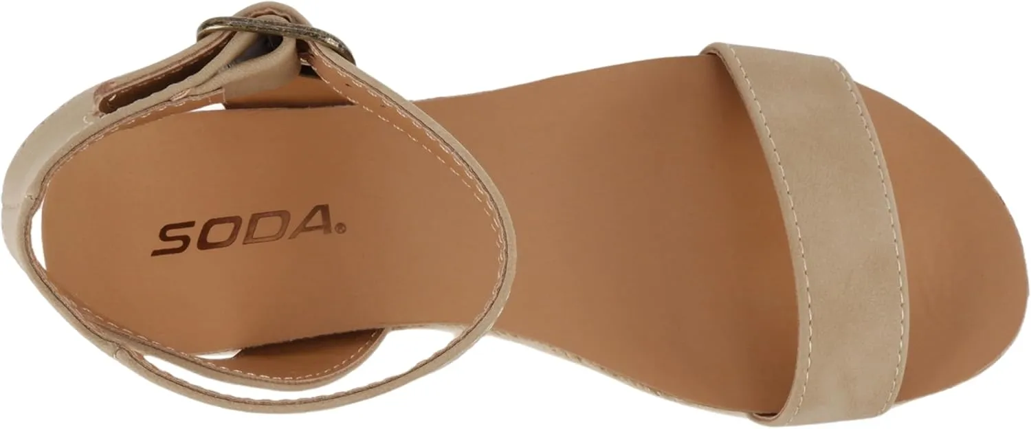 Soda Tacoma ~ Open Toe Single Bands Espadrille Jute Flat Casual Fashion Sandals with Buckle Ankle Strap