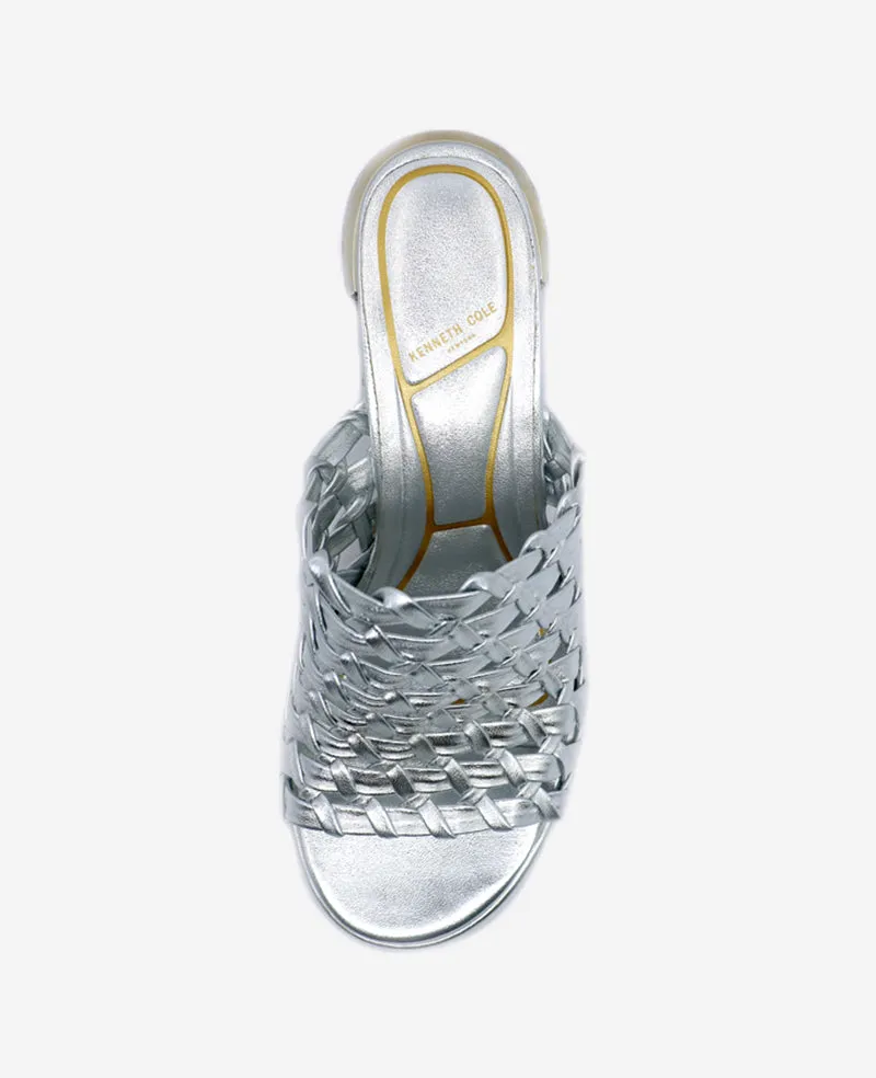 Solara Metallic Leather Woven Heel Sandal