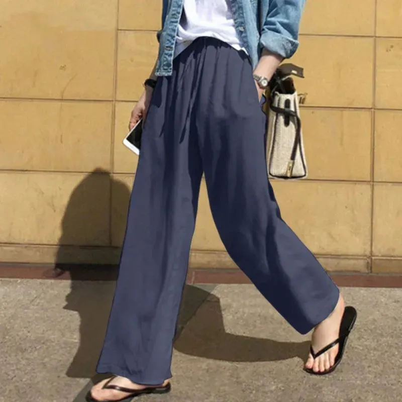 Solid color Full Length Belted Pants