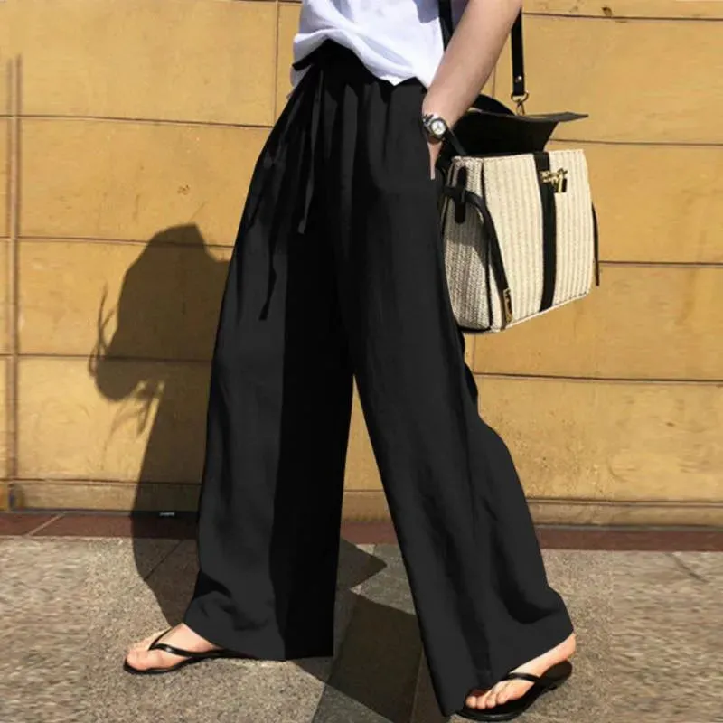 Solid color Full Length Belted Pants