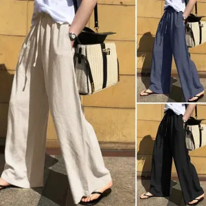 Solid color Full Length Belted Pants