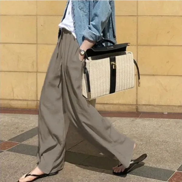 Solid color Full Length Belted Pants