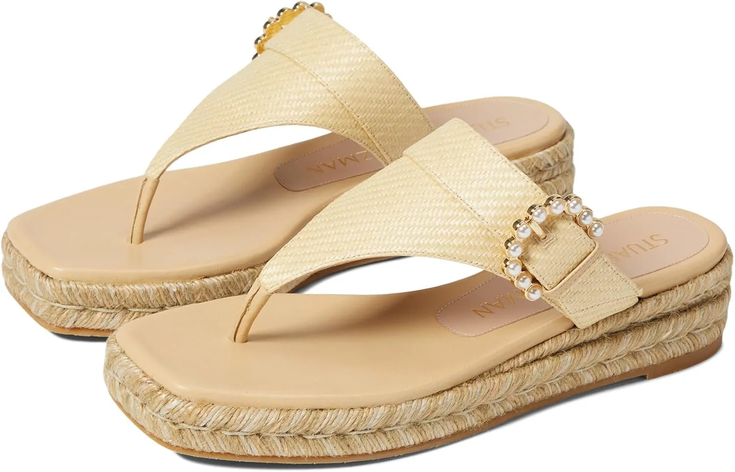 Stuart Weitzman Pearl Buckle Espadrille Sandal