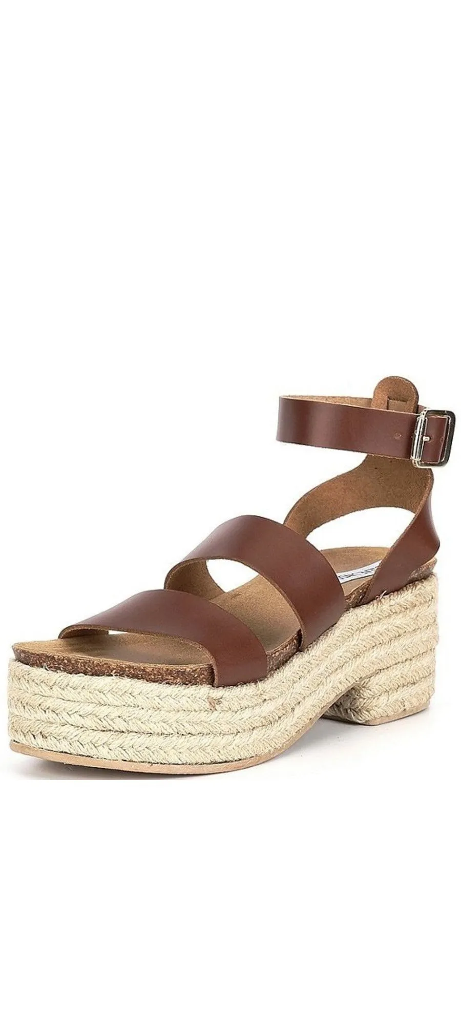 Stylish Strap Kelton Steve Ankle Toe Free returns Leather Madden Heeled Cognac Sandals Open Rounded