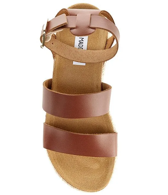 Stylish Strap Kelton Steve Ankle Toe Free returns Leather Madden Heeled Cognac Sandals Open Rounded