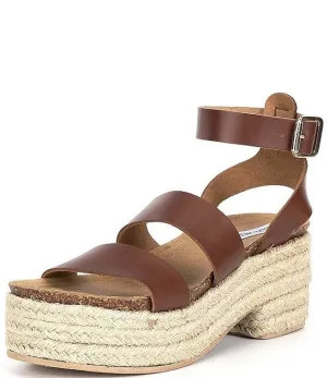 Stylish Strap Kelton Steve Ankle Toe Free returns Leather Madden Heeled Cognac Sandals Open Rounded