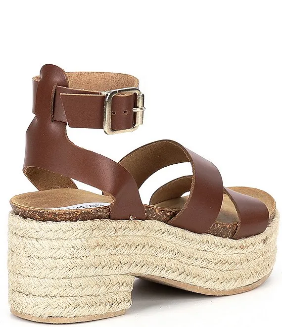 Stylish Strap Kelton Steve Ankle Toe Free returns Leather Madden Heeled Cognac Sandals Open Rounded