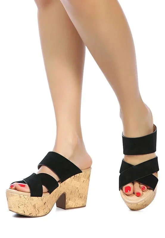 Suede Slip-On Sandal Heel
