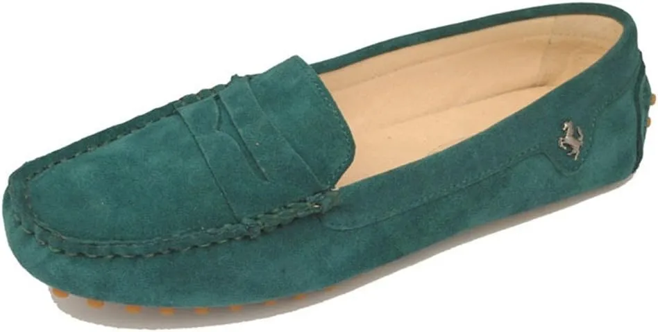 TDA Womens Comfortable Suede Leather Driving Walking Running Boat Loafers Moccasins Flats Multi Colored