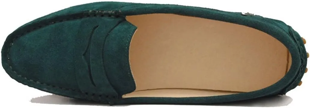 TDA Womens Comfortable Suede Leather Driving Walking Running Boat Loafers Moccasins Flats Multi Colored