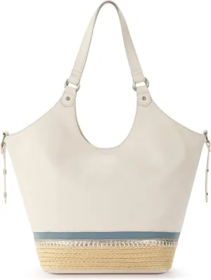 The Sak Roma Shopper in Leather, Double Leather Shoulder Straps, Coastal Block Espadrille