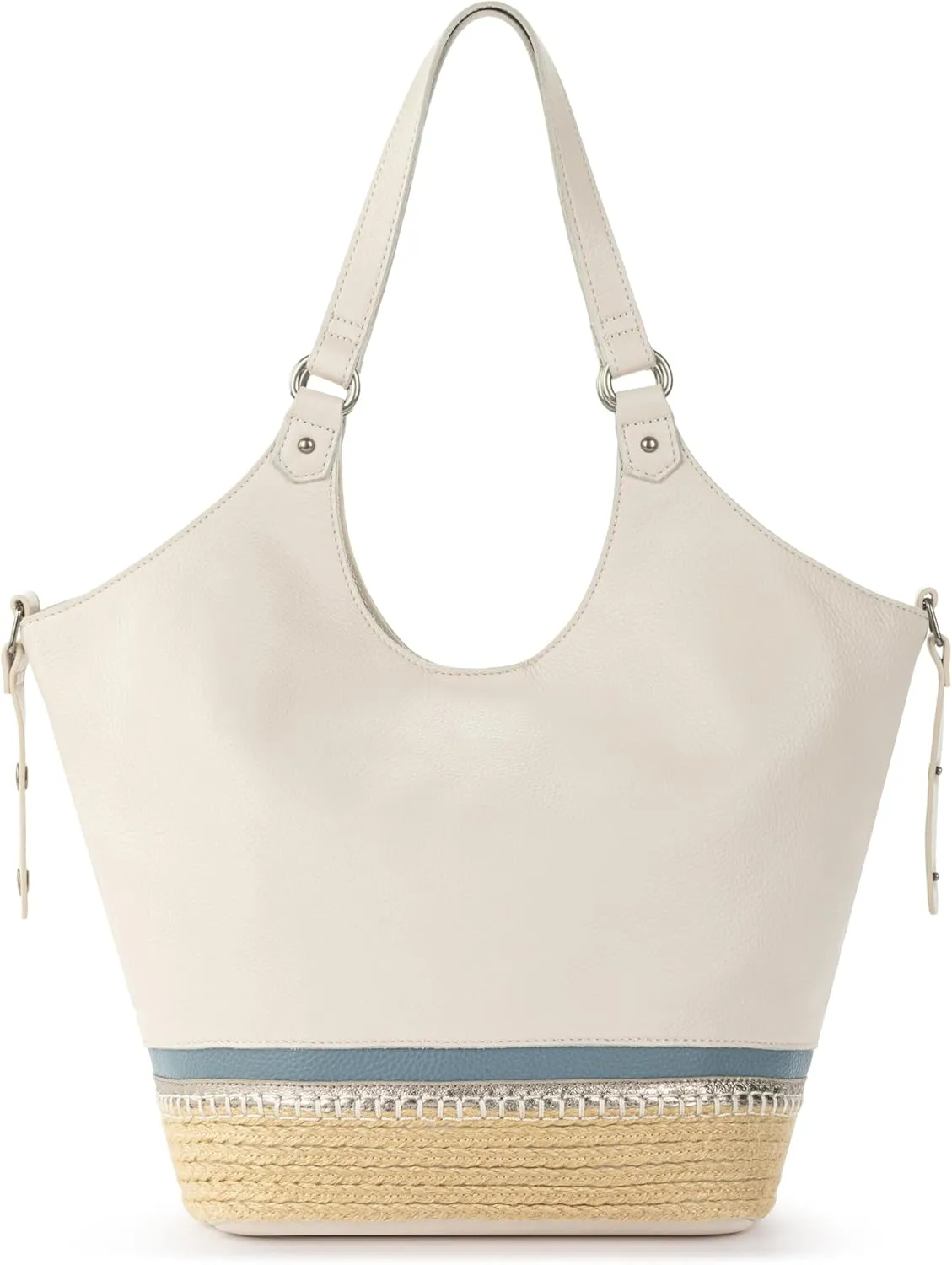 The Sak Roma Shopper in Leather, Double Leather Shoulder Straps, Coastal Block Espadrille