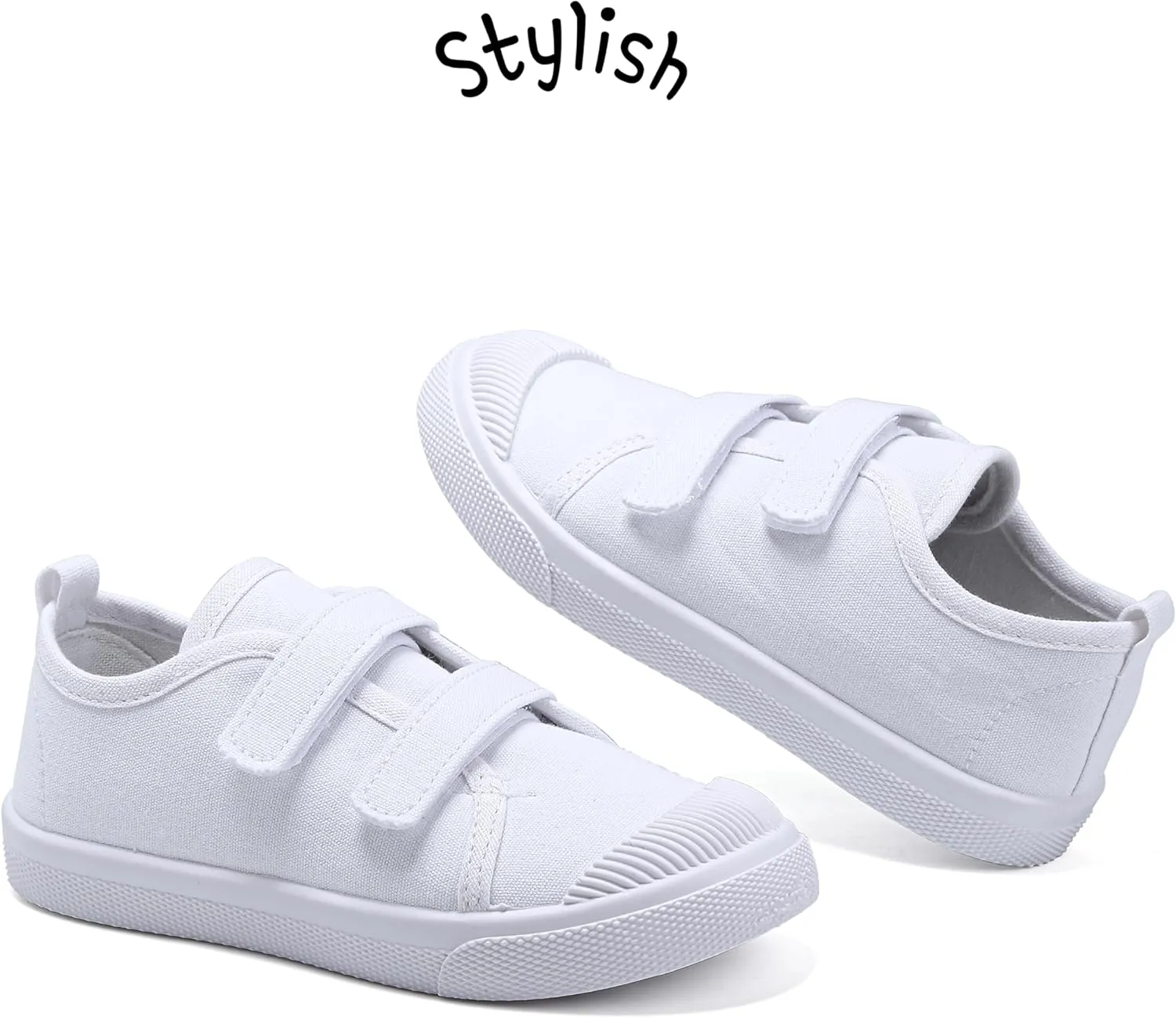 Toddler Kids White Canvas Shoes for Boys Girls Sneakers Slip-on Comfortable Fashion Light Weight Skin-Friendly Causal Running Tennis Shoes (Toddle/Little Kids/Big Kids)