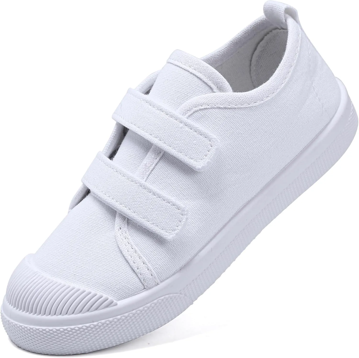 Toddler Kids White Canvas Shoes for Boys Girls Sneakers Slip-on Comfortable Fashion Light Weight Skin-Friendly Causal Running Tennis Shoes (Toddle/Little Kids/Big Kids)