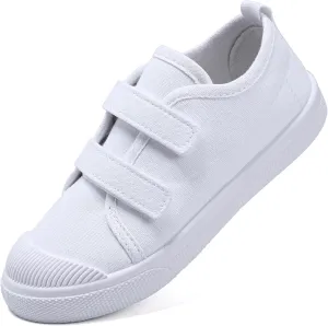 Toddler Kids White Canvas Shoes for Boys Girls Sneakers Slip-on Comfortable Fashion Light Weight Skin-Friendly Causal Running Tennis Shoes (Toddle/Little Kids/Big Kids)