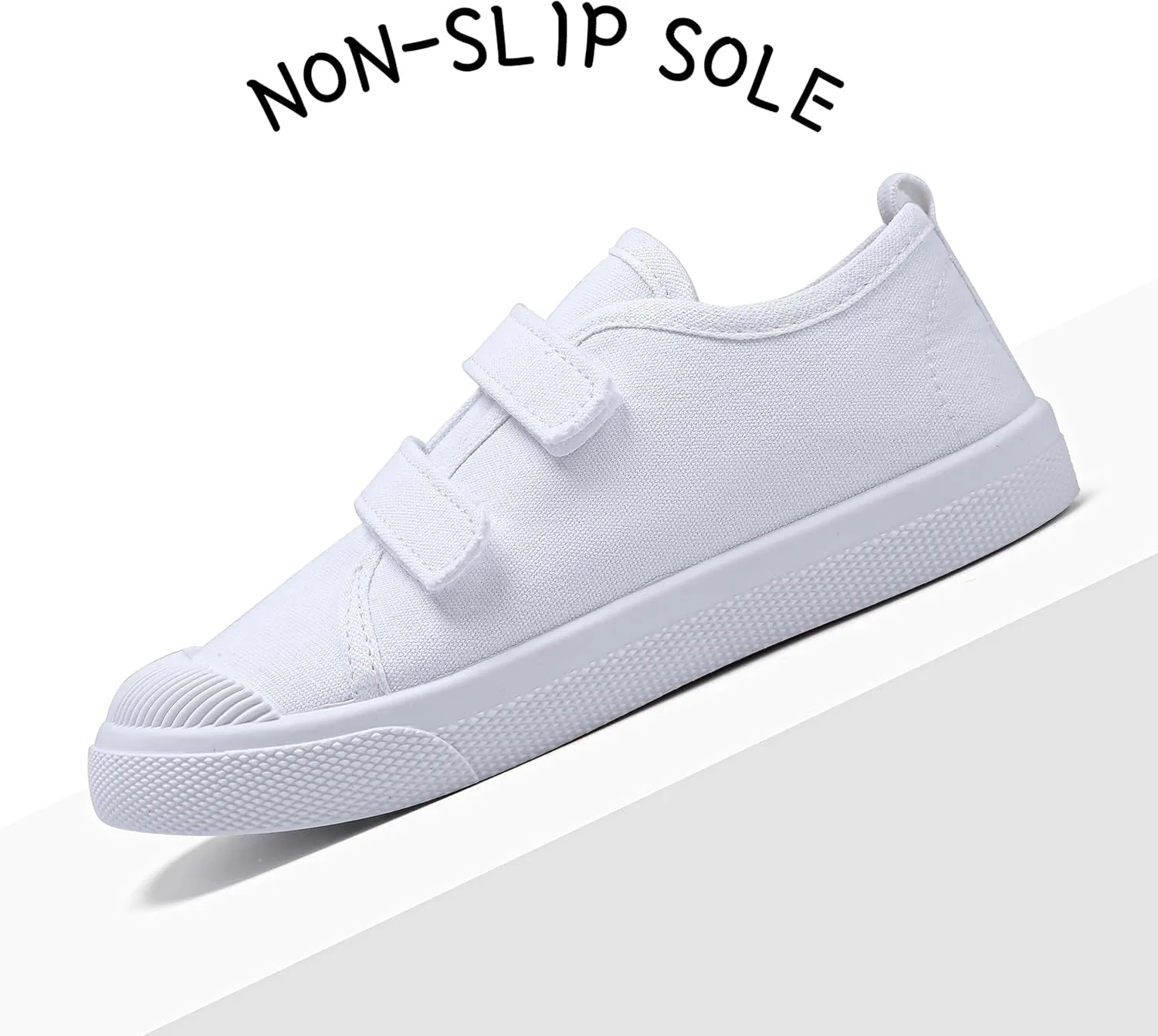Toddler Kids White Canvas Shoes for Boys Girls Sneakers Slip-on Comfortable Fashion Light Weight Skin-Friendly Causal Running Tennis Shoes (Toddle/Little Kids/Big Kids)