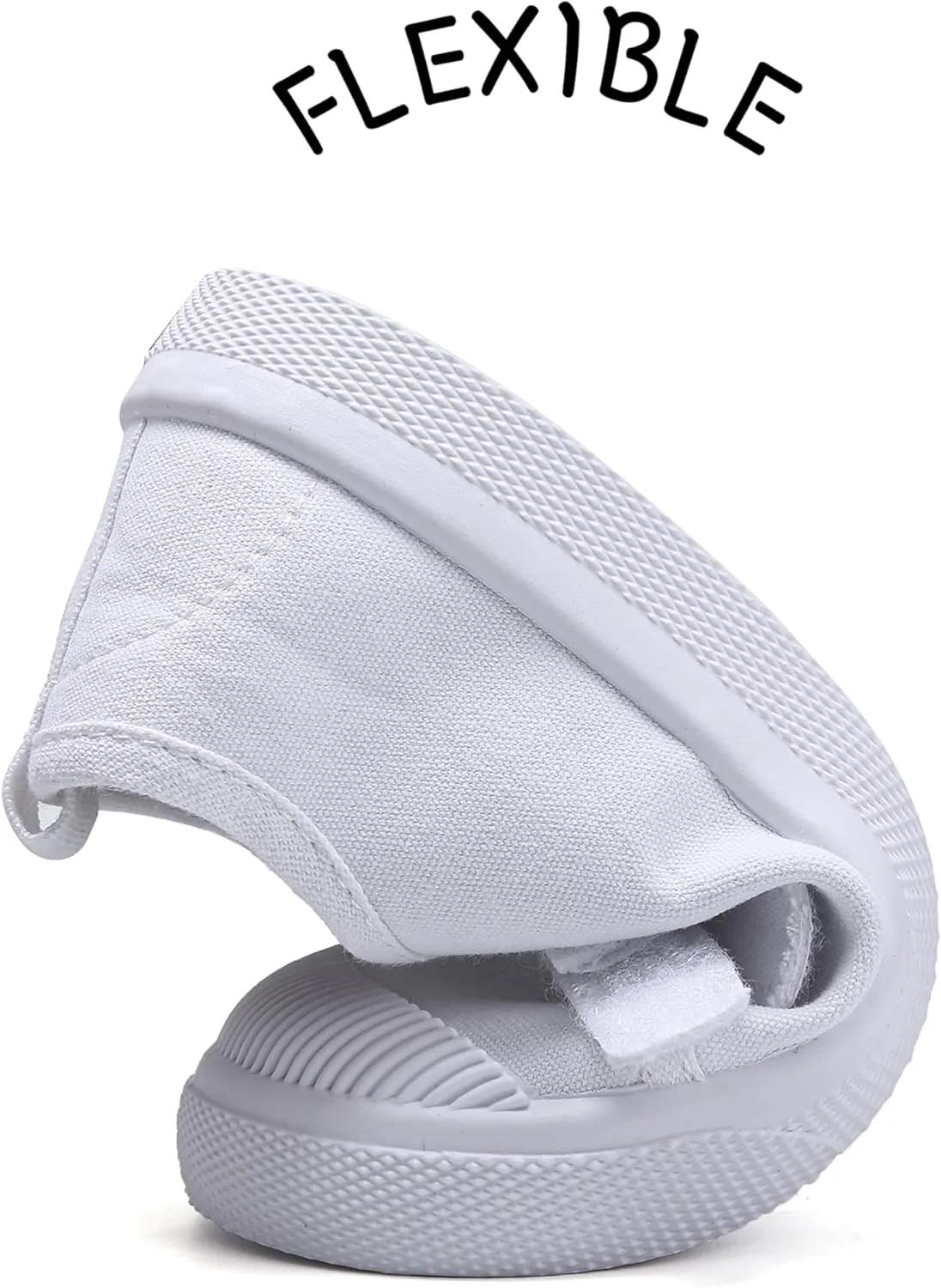 Toddler Kids White Canvas Shoes for Boys Girls Sneakers Slip-on Comfortable Fashion Light Weight Skin-Friendly Causal Running Tennis Shoes (Toddle/Little Kids/Big Kids)