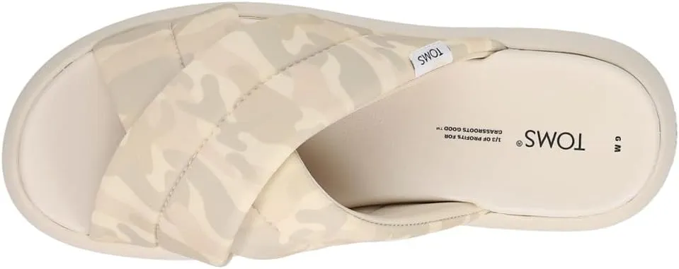 TOMS Womens Alpargata Mallow Crossover Camouflage Platform Casual Sandals Casual Low Heel 1-2" - Off White