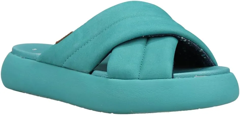 TOMS Womens X Wildfang Mallow Crossover Slide Casual Sandals Casual Low Heel 1-2" - Blue