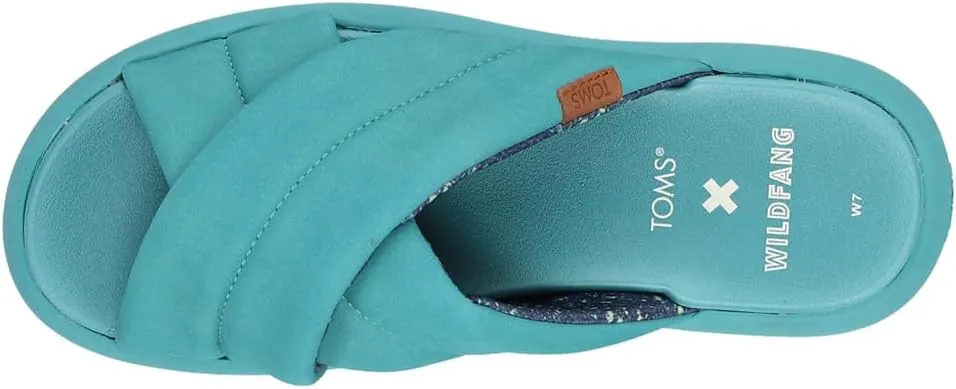 TOMS Womens X Wildfang Mallow Crossover Slide Casual Sandals Casual Low Heel 1-2" - Blue