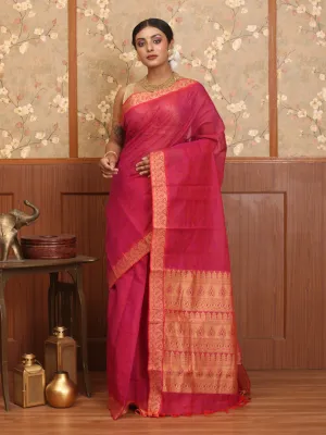 Trackable Magenta Connected Cotton Pure Saree Coimbatore