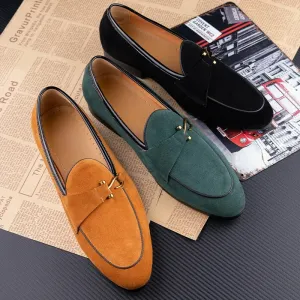 TREKHE | Suede Penny Loafer – Lightweight Style in Black, Green & Camel