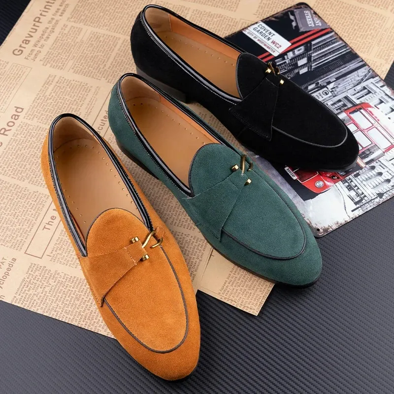 TREKHE | Suede Penny Loafer – Lightweight Style in Black, Green & Camel