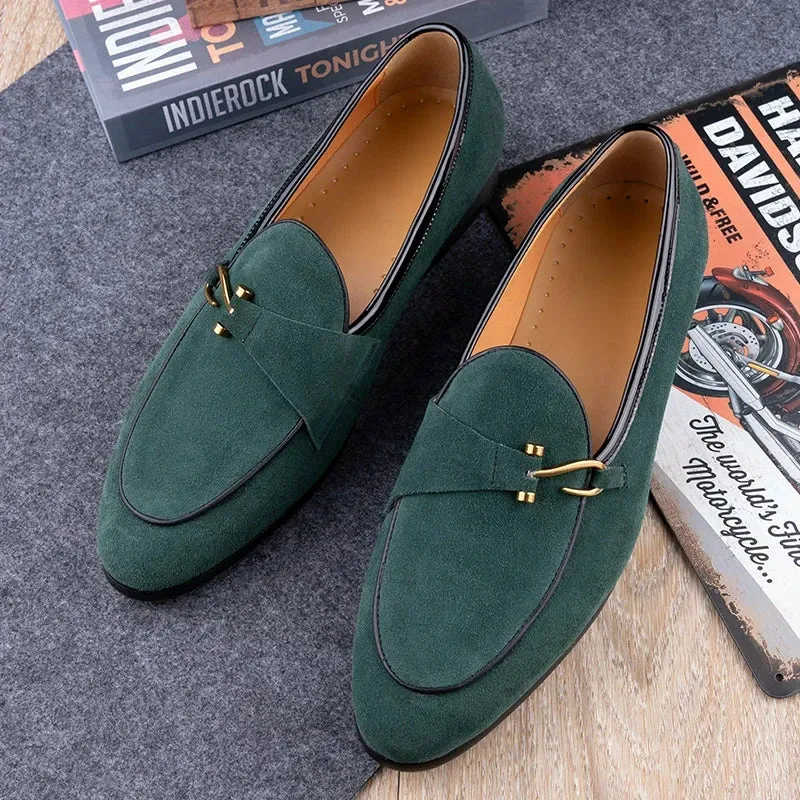 TREKHE | Suede Penny Loafer – Lightweight Style in Black, Green & Camel
