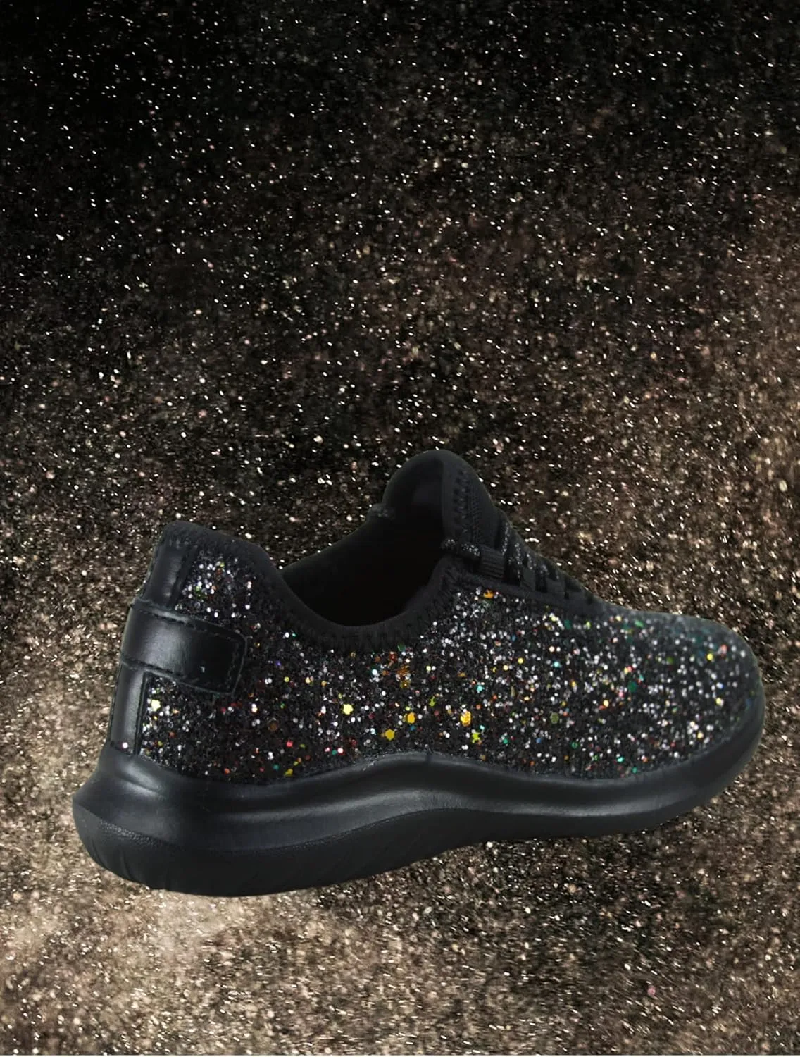 TZ Kid's Girl's Fashion Glitter Sparkle Slip On Lace Casual Walking Sneaker Shoes