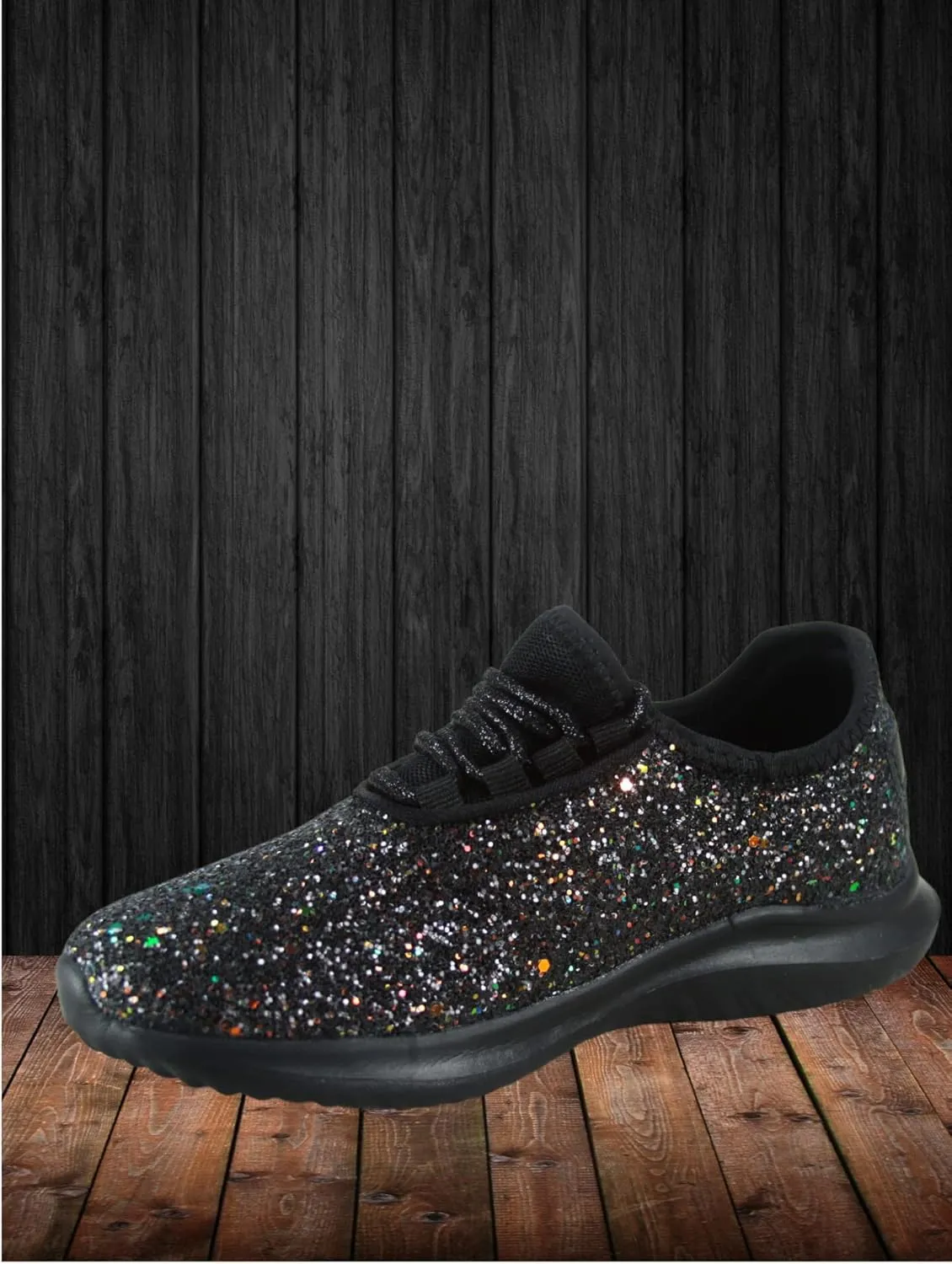 TZ Kid's Girl's Fashion Glitter Sparkle Slip On Lace Casual Walking Sneaker Shoes