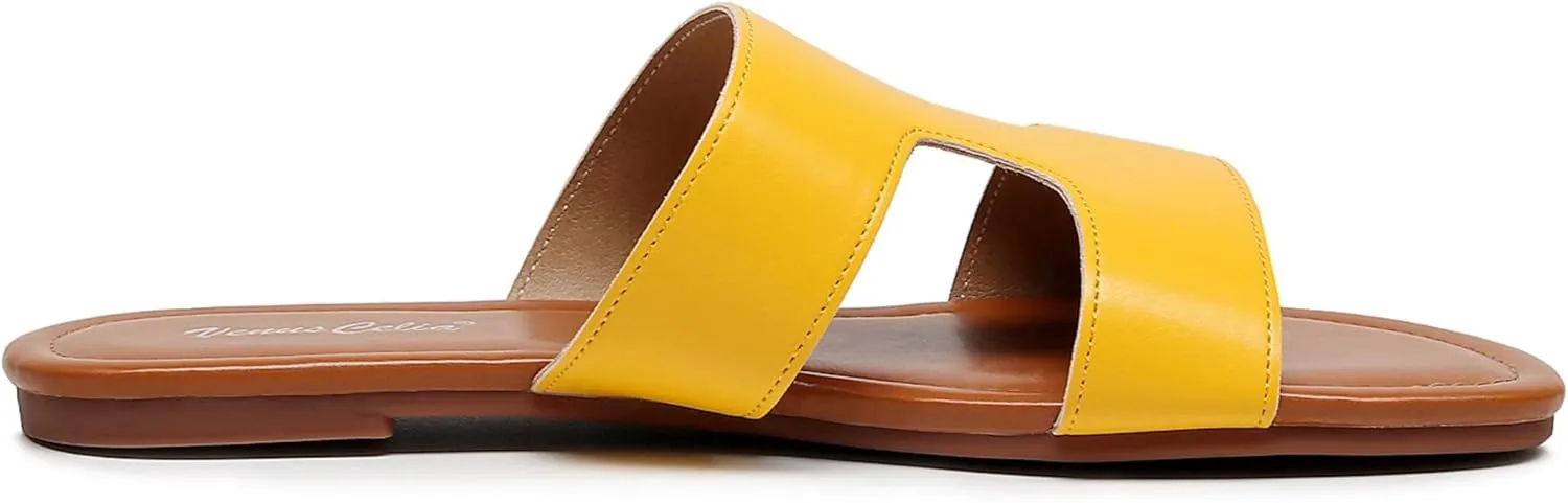 VenusCelia Women's H Band Wide Flat Sandal