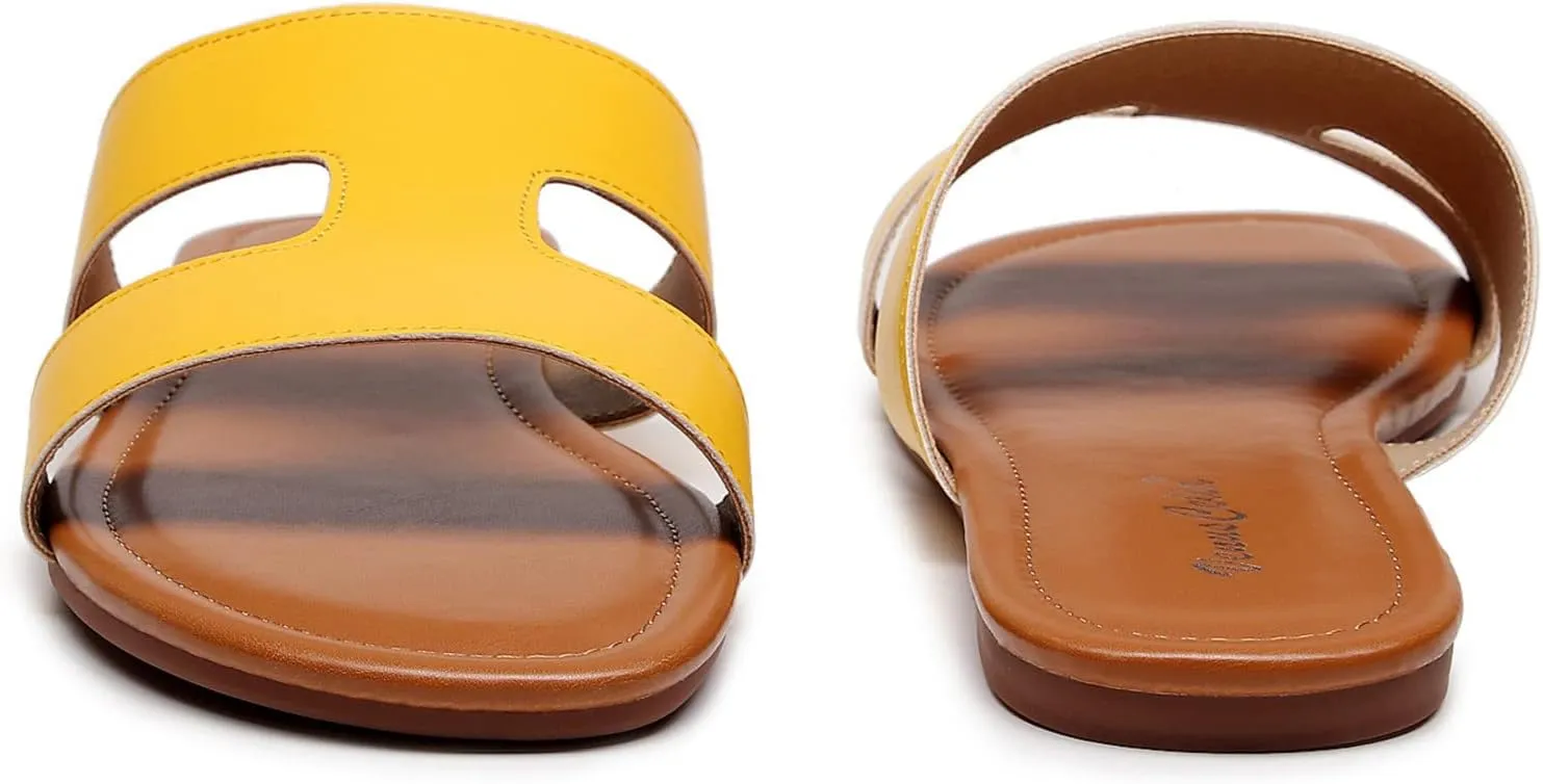 VenusCelia Women's H Band Wide Flat Sandal