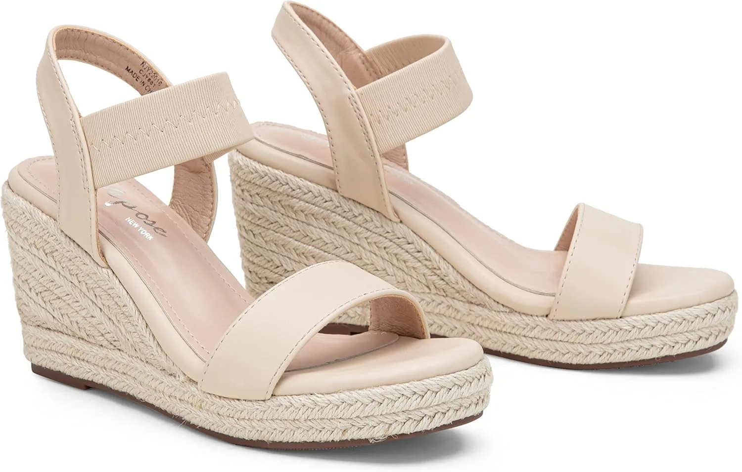 Vepose Women's Wedge Sandals Platform Espadrilles Sandals Elasitc Ankle Strap Open Toe 881 Sandals with 3.5" Inchs High Heel Summer Shoes