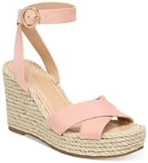 VIA SPIGA Womens Pink 1" Platform Adjustable Strap Padded Sesilia Square Toe Wedge Buckle Leather Espadrille Shoes 6.5 M