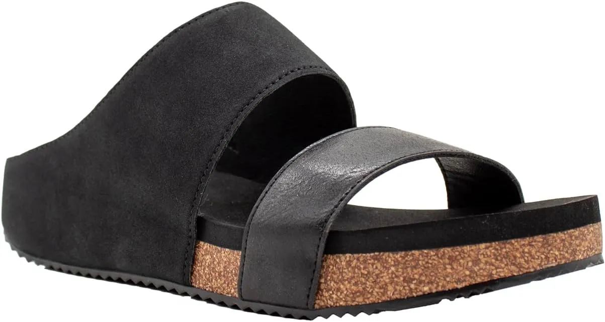VOLATILE Womens Campfire Metallic Slide Casual Sandals Casual Low Heel 1-2" - Brown, Gold