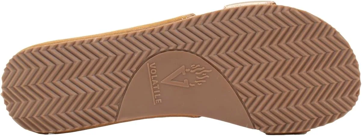 VOLATILE Womens Campfire Metallic Slide Casual Sandals Casual Low Heel 1-2" - Brown, Gold