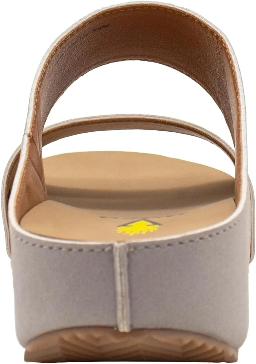 VOLATILE Womens Campfire Metallic Slide Casual Sandals Casual Low Heel 1-2" - Grey, Silver