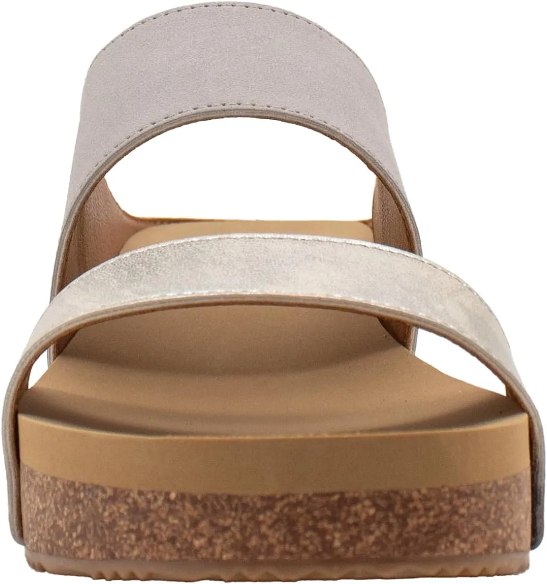 VOLATILE Womens Campfire Metallic Slide Casual Sandals Casual Low Heel 1-2" - Grey, Silver