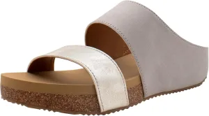 VOLATILE Womens Campfire Metallic Slide Casual Sandals Casual Low Heel 1-2" - Grey, Silver