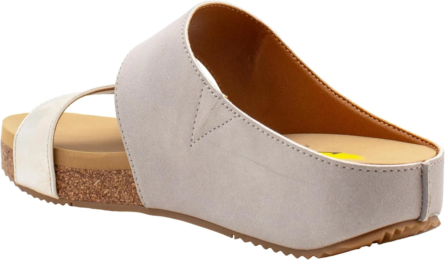 VOLATILE Womens Campfire Metallic Slide Casual Sandals Casual Low Heel 1-2" - Grey, Silver