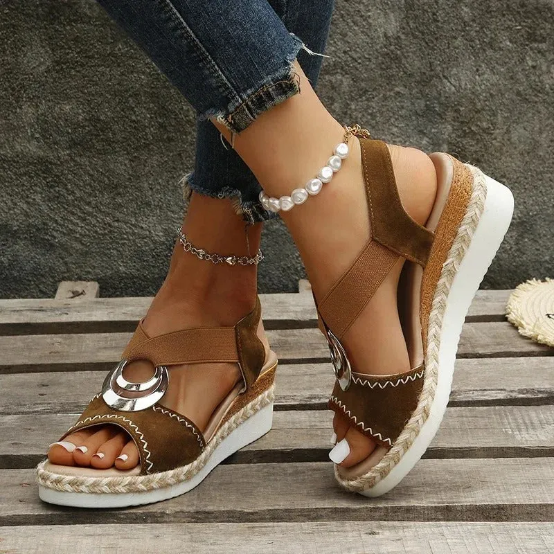 Wedge Espadrille Sandals | PU Leather | Stylish and Comfortable