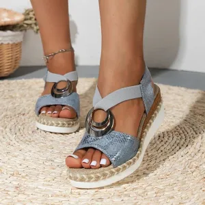 Wedge Espadrille Sandals | PU Leather | Stylish and Comfortable