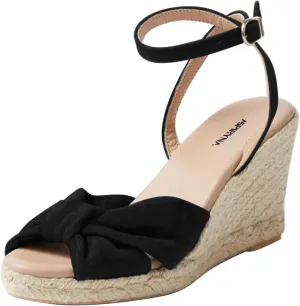 Women Trendy Peep Toe Ankle Strap Buckle Espadrille Sandals Wedge High Heel Summer Vacation Daily Wear Casual Shoes Size 4-16 US