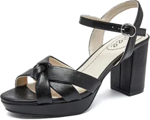 Women's Platform Chunky Heeled Sandals - Ankle Strap Open Toe Dressy Shoes Wedding Bridal Pump Heel Sandals for Women.