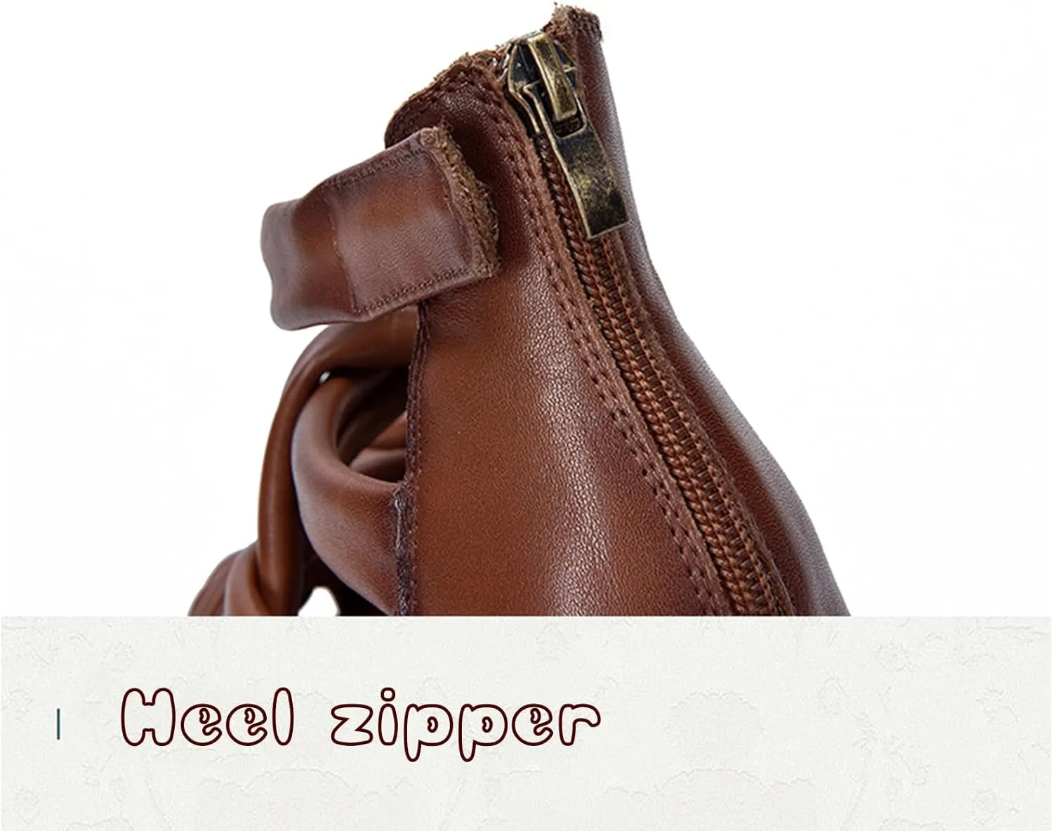 Women'S platform Leather Braided high top Roman Sandals with back Zipper Retro Closed Toe chunky Heel lug sole non slip hollow out Y2K Gladiator Sandals Casual Walking Work Sandals