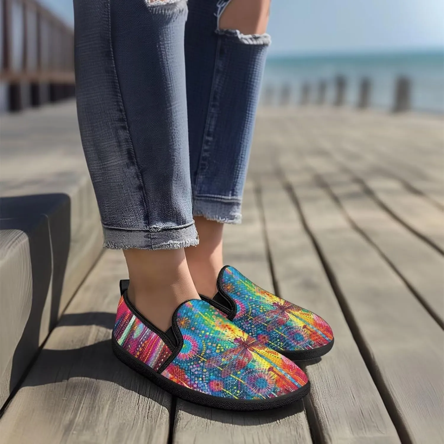 Women's Slip On Fashion Flats Comfortable Dressy Loafer Shoes Round Toe Lightweight Shoes for Office Work Daily Wear Gifts for Mom Wife Sister US Size 6-11