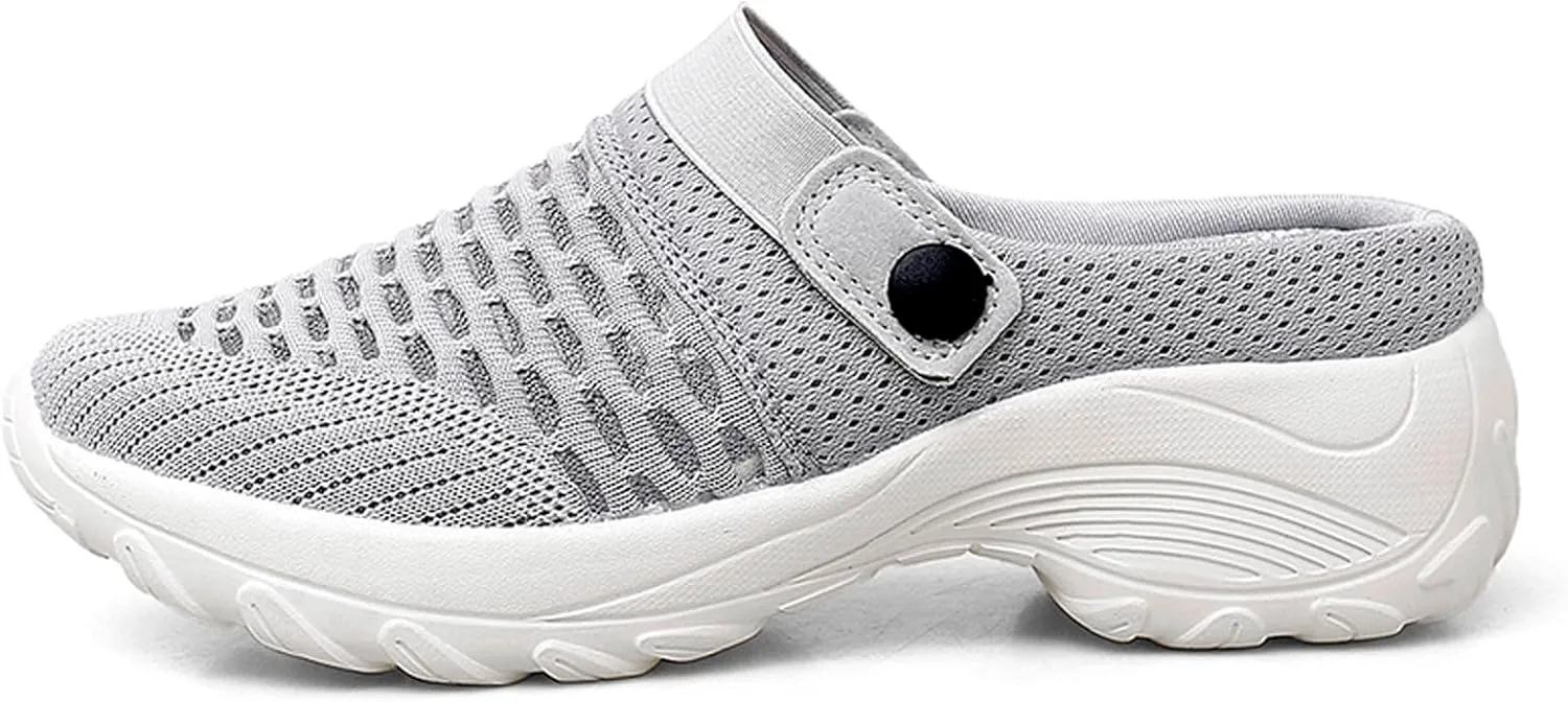 Womens Slip-on Walking Shoes,Orthopedic Diabetic Knit Mesh Breathable Casual Shoes with Arch Support Summer Outdoor Non-Slip Platform Sneakers Sandals