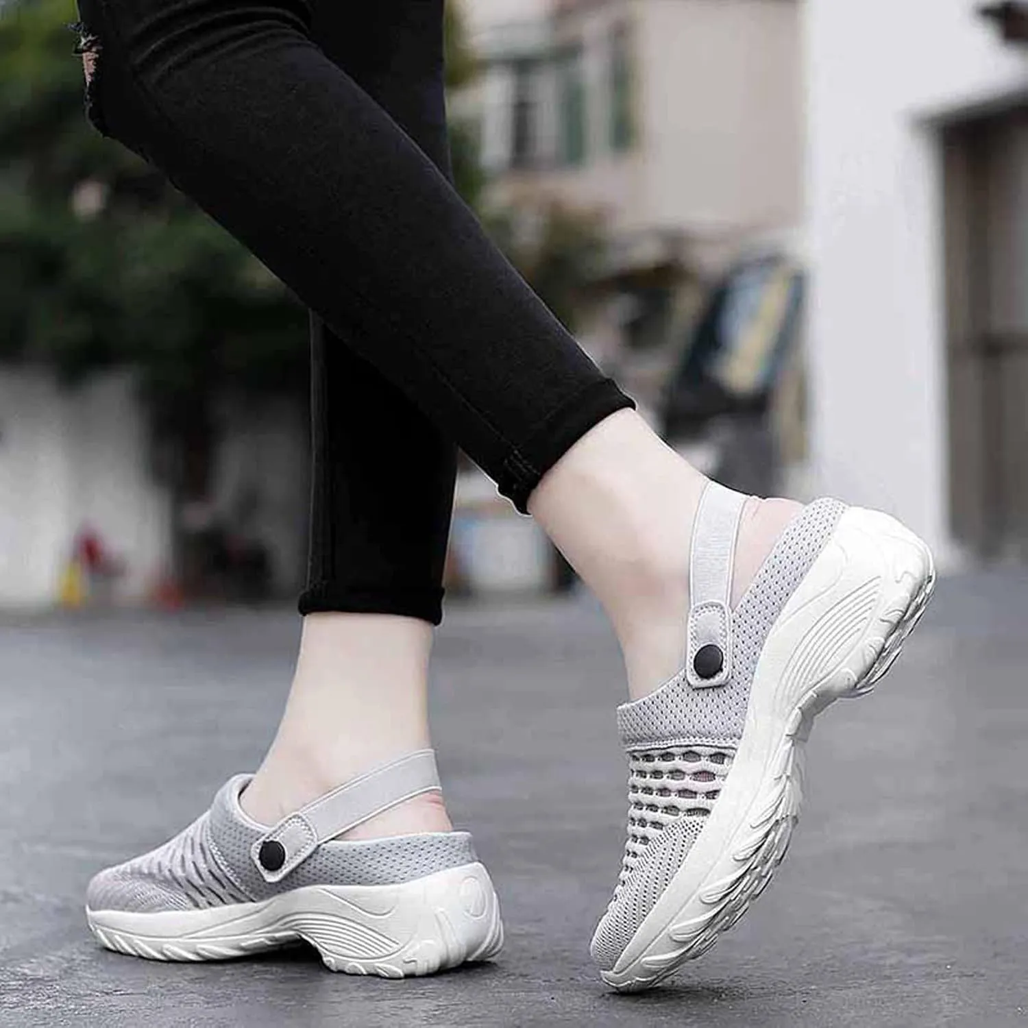 Womens Slip-on Walking Shoes,Orthopedic Diabetic Knit Mesh Breathable Casual Shoes with Arch Support Summer Outdoor Non-Slip Platform Sneakers Sandals