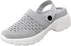 Womens Slip-on Walking Shoes,Orthopedic Diabetic Knit Mesh Breathable Casual Shoes with Arch Support Summer Outdoor Non-Slip Platform Sneakers Sandals